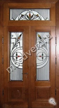 Парадная двупольная остекленная дверь с витражом - купить от производителя Мосдвери Парадная двупольная остекленная дверь с витражом