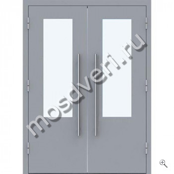 Противопожарная двупольная дверь EI-30 остекленная - купить от производителя Мосдвери Противопожарная двупольная дверь EI-30 остекленная